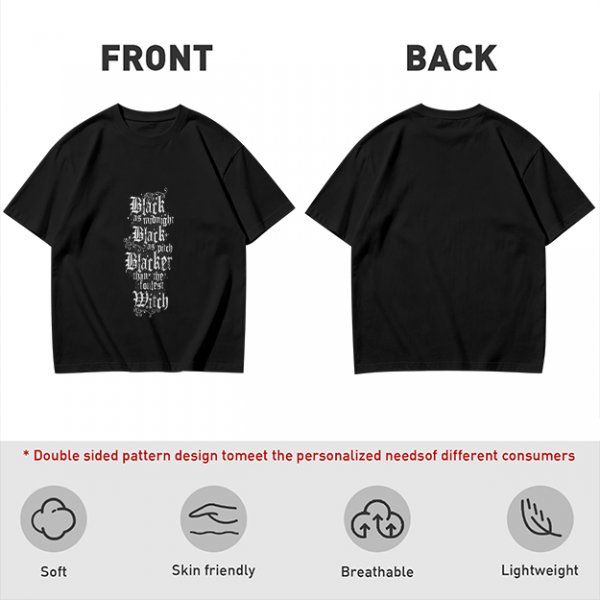 Olive Green T-Shirt with Gothic Witch Themed Text Print