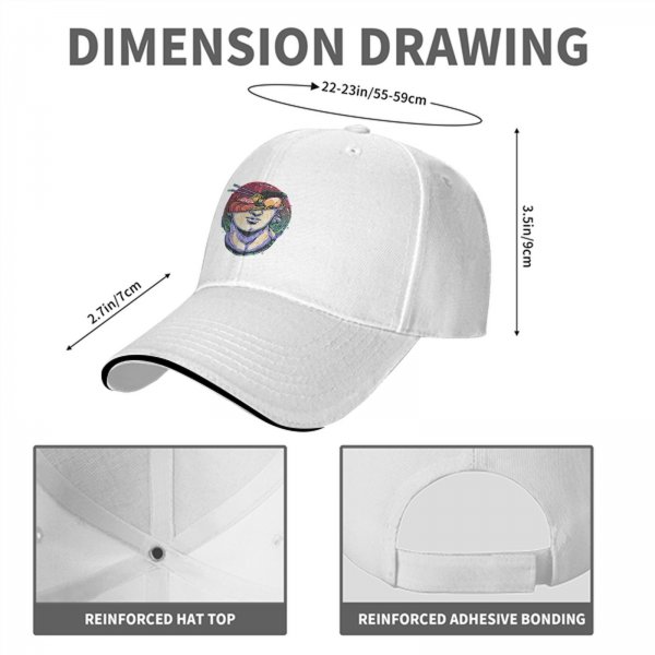 Black Baseball Cap With Surreal Sushi Portrait Graphic