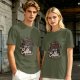 Olive green t-shirt with coffee themed 'Today is a multiple cups of Coffee' print