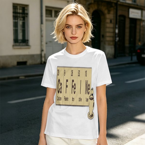 Olive Green T-Shirt With Periodic Table Caffeine Graphic