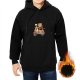 Black Hoodie With Cartoon Cat Riding Scooter Graphic
