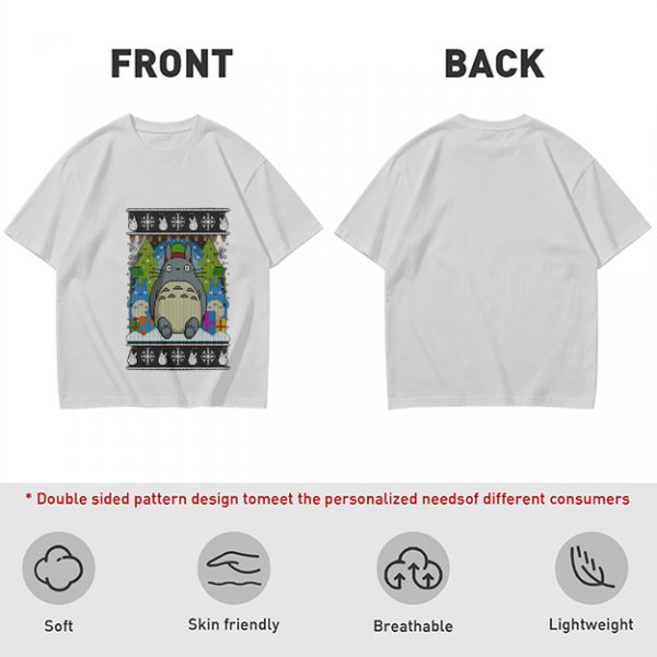 Totoro Christmas Ugly Sweater Style Graphic T-Shirt