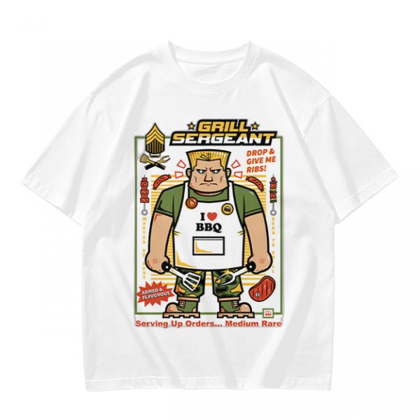 Grill Sergeant I Love BBQ T-Shirt with Funny Military BBQ Art