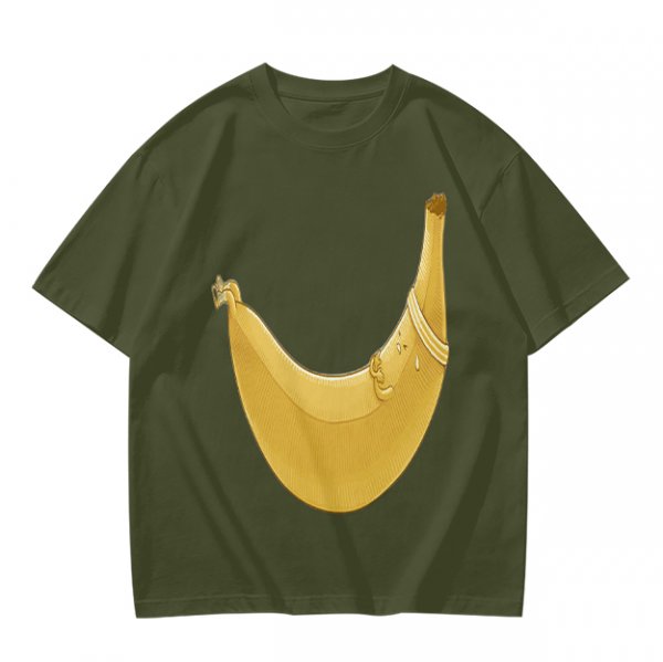Olive Green T-Shirt With Large Banana Peel Graphic Print