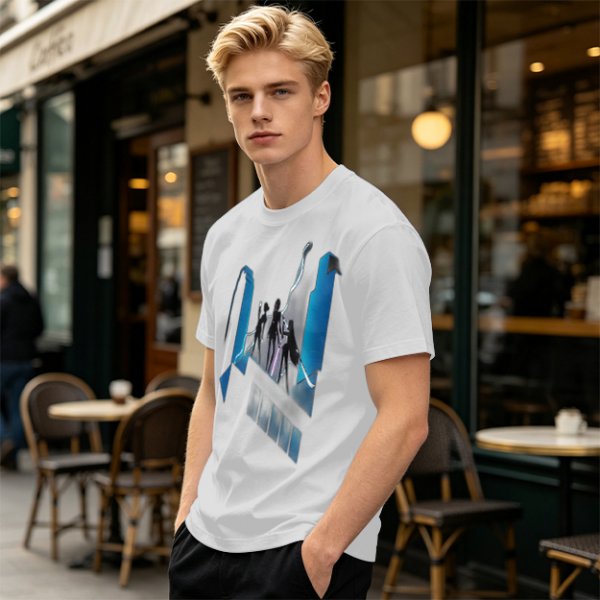 Olive Graphic T-Shirt With Futuristic Silhouette Figures Print