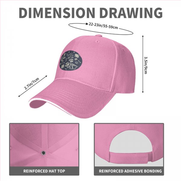 Black Baseball Cap With Dinosaur Fossil Archaeological Print