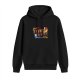 Black hoodie with retro cartoon graphic print