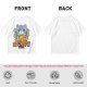 Olive green t-shirt with cute gray cat holding taiyaki graphic