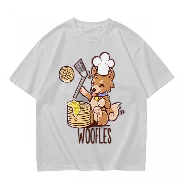 Olive T-Shirt With Cute Dog Chef Cooking Waffles Graphic