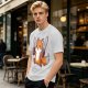 Olive T-shirt with a cute chainsaw squirrel graphic