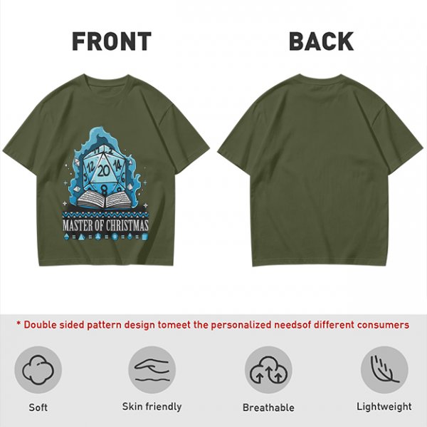 Master of Christmas D20 Dice T-Shirt for RPG Fans