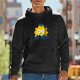 Black hoodie with cheerful sun graphic and 'stay inside' text