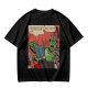 Olive t-shirt with comic print of Hulk and Thor mid-smashed interaction