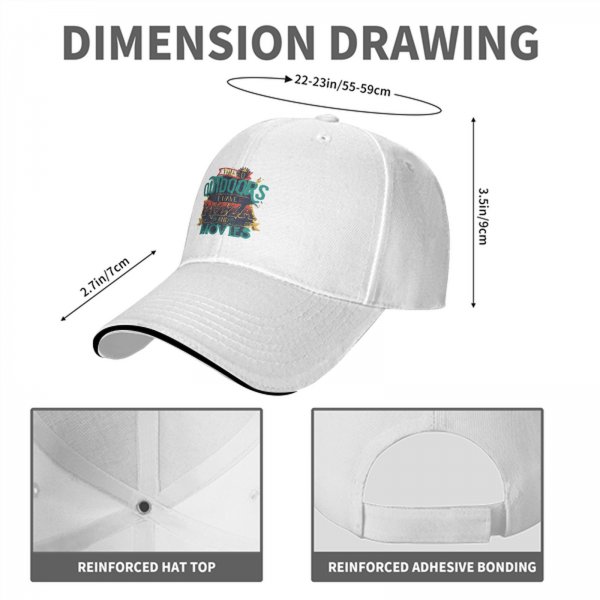 Black baseball cap with 'You Go Outdoors I Have Pizza And Movies' print