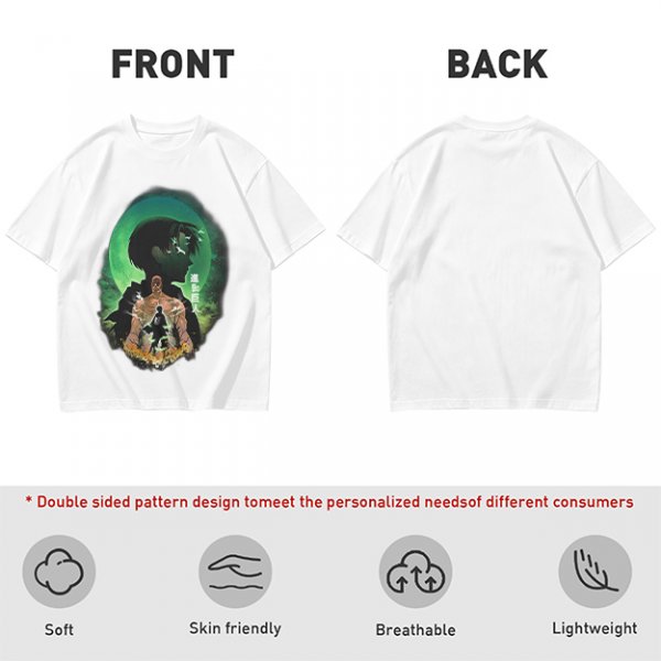 Attack on Titan layered silhouette graphic olive t-shirt