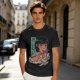 Olive anime graphic t-shirt with girl eating ramen and Japanese text