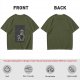 Olive green graphic tee with Totoro family illustration