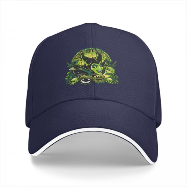 Black Baseball Cap with Maleficent Halloween Themed Print