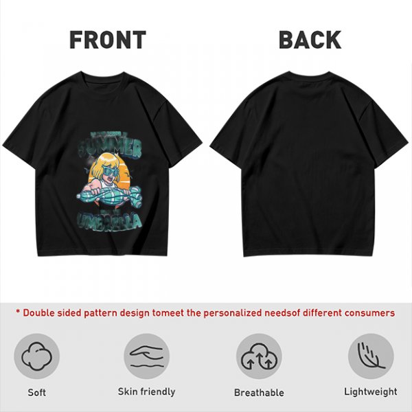 Olive Summer Umbrella Graphic T-Shirt with Retro Beach Illustration