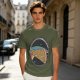 Olive t-shirt with space pizza graphic and Houston have pizza text