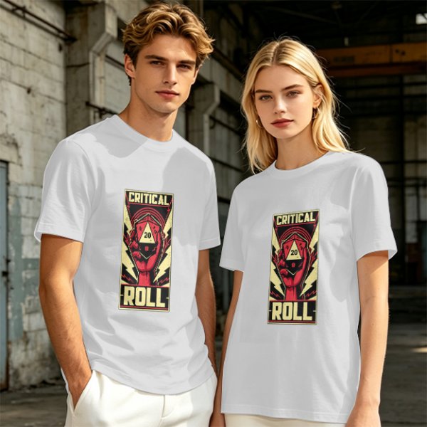 Olive Green T-Shirt With Critical Roll D20 Graphic