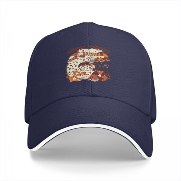 Black Baseball Cap With Cute Bagel Themed Hamster Art