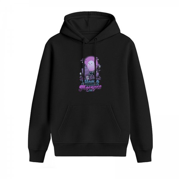 Black Hoodie With Cute Ghost Graveyard 'Home Is Where My Monsters Are' Print