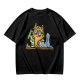 Olive T-Shirt With Mad Scientist Cat Chemistry Lab Print