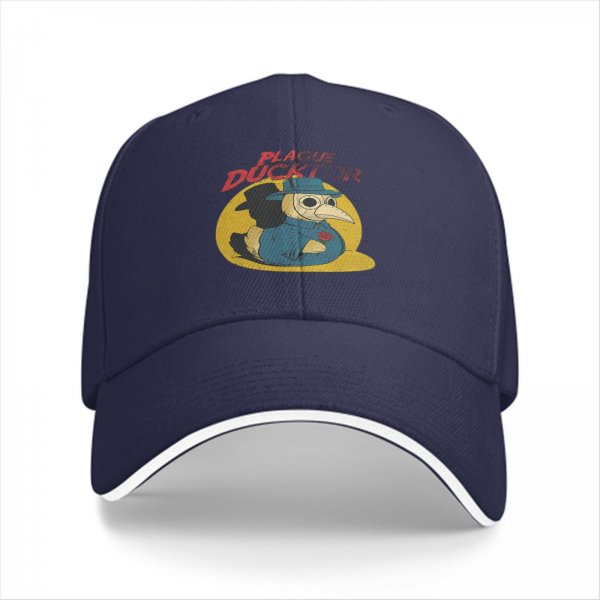 Black baseball cap with Plague Ducktor graphic print