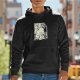 Black hoodie with cute dinosaur city window graphic print