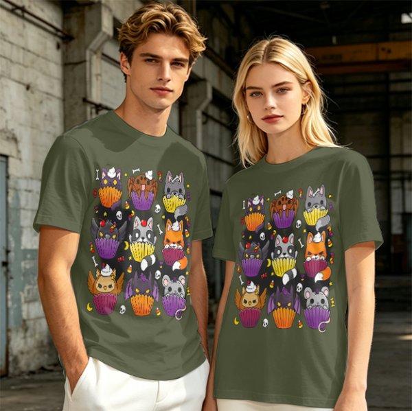 Halloween Animal Cupcake Graphic T-Shirt For Spooky Season