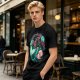 Olive T-Shirt With Mermaid And Seashell Graphic Print