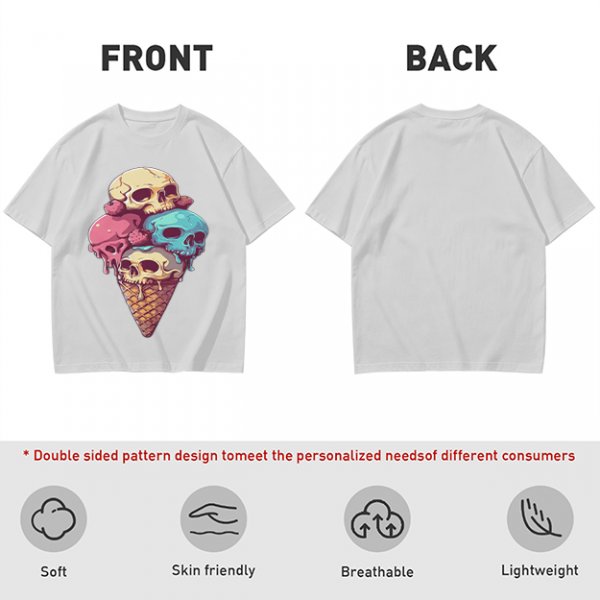 Olive T-Shirt With Skull Ice Cream Cone Graphic