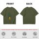 Olive T-shirt with Cute Duck Holding Four-Leaf Clover Print