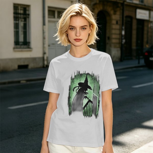 Olive T-Shirt With Spooky Witch Silhouette Halloween Graphic