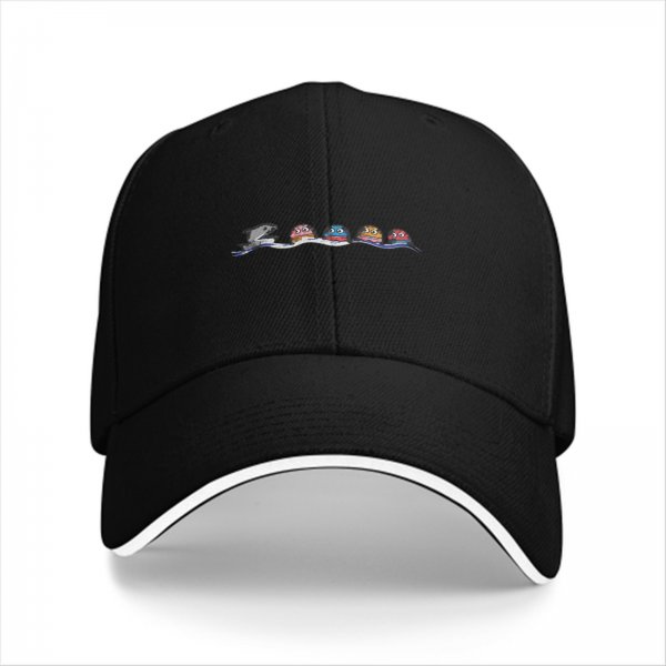 Black baseball cap with cute sea creature graphic design