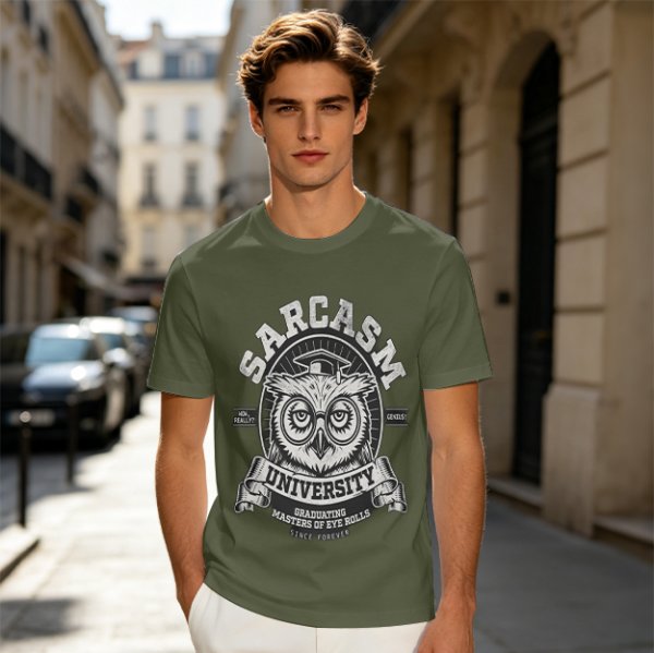 Owl Sarcasm University Masters of Eye Roll Graphic T-Shirt