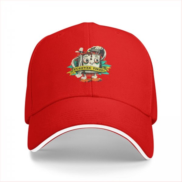 Forever Tired Cartoon Coffee Mug Graphic Black Baseball Cap