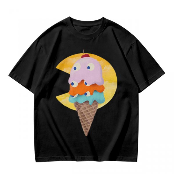 Olive T-Shirt With Melting Ice Cream Ghost Graphic Design