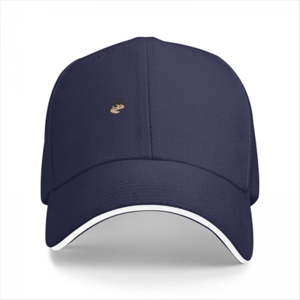 Black Baseball Cap With Small Anime Character Embroidery