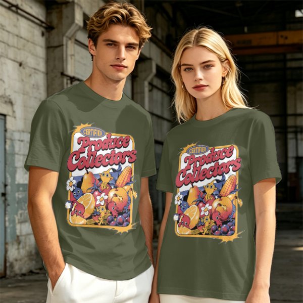 Certified Produce Collectors Graphic T-Shirt with Fruit and Creatures