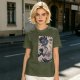Olive T-Shirt with Japanese Ukiyo-e Dragon and Wave Print