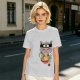 Olive green t-shirt with a ninja cat eating ramen graphic