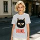 Olive T-Shirt With Grumpy Black Cat Meh Graphic Print