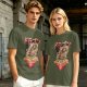 Olive T-Shirt with Japanese Ramen Dragon Graphic Print