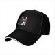 Black Baseball Cap With Cosmic Penguin Holding Ice Cream Print