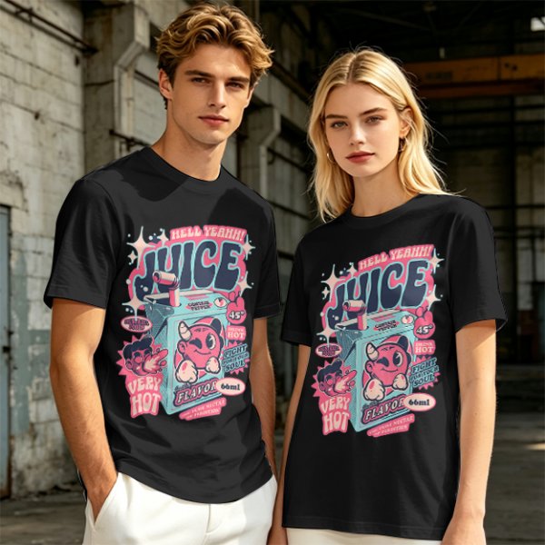 Olive t-shirt with retro hot juice devil graphic print