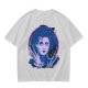 Olive T-Shirt With Neon Edward Scissorhands Portrait Print