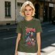 Olive green t-shirt with Doctor Who themed Whovio's cereal graphic