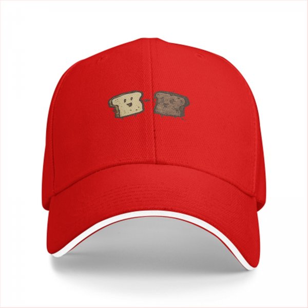 Black Baseball Cap With Cute Bread Slice Friends Graphic